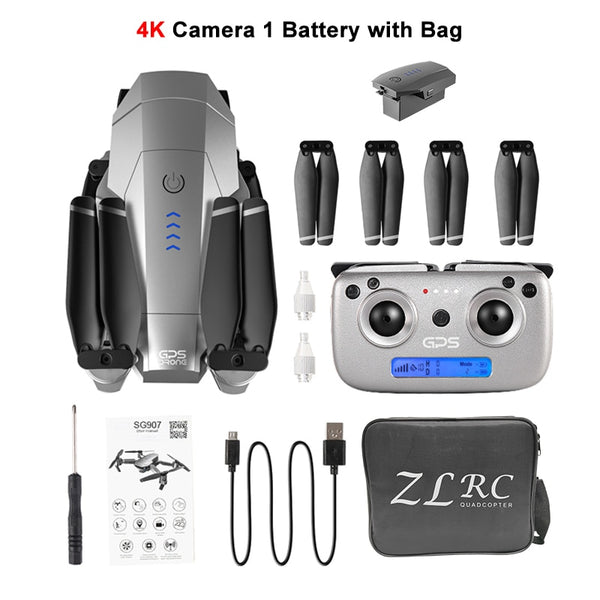 LAUMOX SG907 GPS Drone with 4K HD Adjustment Camera Wide Angle 5G WIFI FPV RC Quadcopter Professional Foldable Drones E520S E58