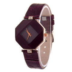 Women  Crystal Leather Quartz Wristwatch