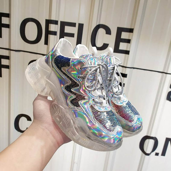 unisex transparent neon sneakers