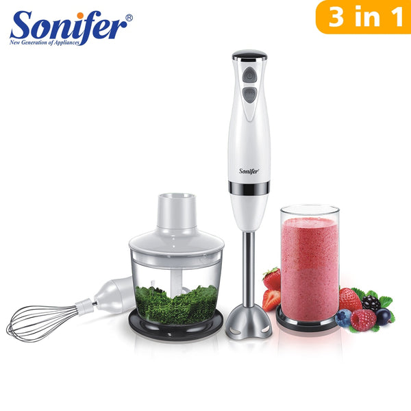 3-in-1 Stainless Steel 2-Speeds Immersion Electric Blender Food Mixer Kitchen Vegetable Meat Grinder 400ml Chopper Whisk Sonifer