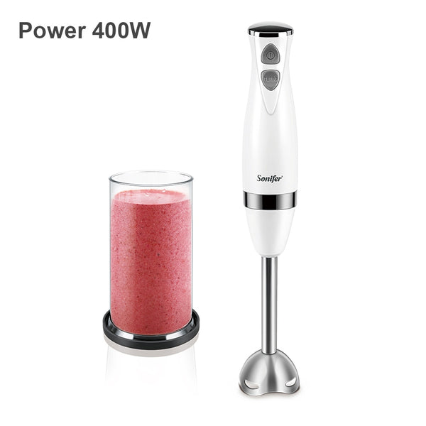 3-in-1 Stainless Steel 2-Speeds Immersion Electric Blender Food Mixer Kitchen Vegetable Meat Grinder 400ml Chopper Whisk Sonifer