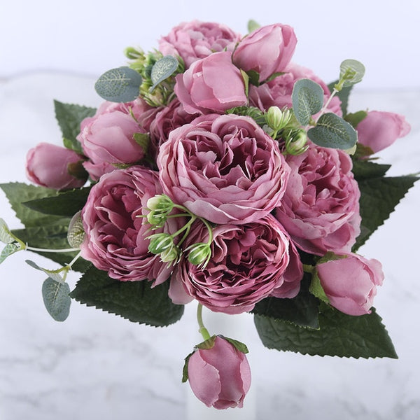 Rose Pink Silk Peony Artificial Flowers