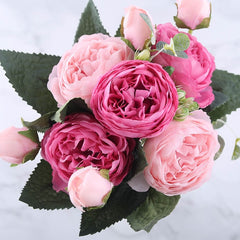 Rose Pink Silk Peony Artificial Flowers